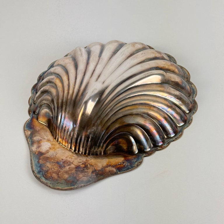 Elegant Silver Plate Shell Centerpiece/Tray by Fleuron-Christofle France, 1950s