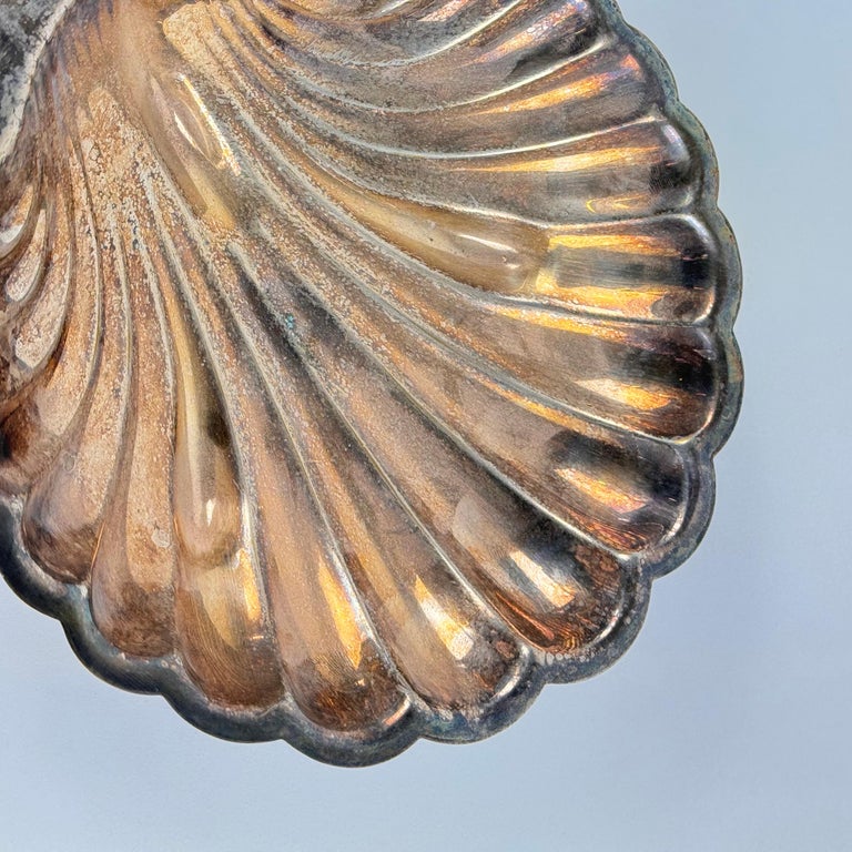 Elegant Silver Plate Shell Centerpiece/Tray by Fleuron-Christofle France, 1950s