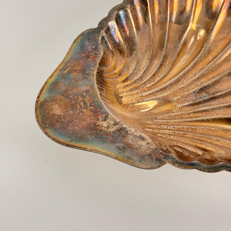 Elegant Silver Plate Shell Centerpiece/Tray by Fleuron-Christofle France, 1950s