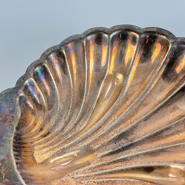 Elegant Silver Plate Shell Centerpiece/Tray by Fleuron-Christofle France, 1950s