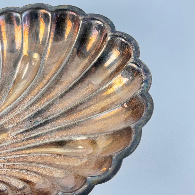 Elegant Silver Plate Shell Centerpiece/Tray by Fleuron-Christofle France, 1950s