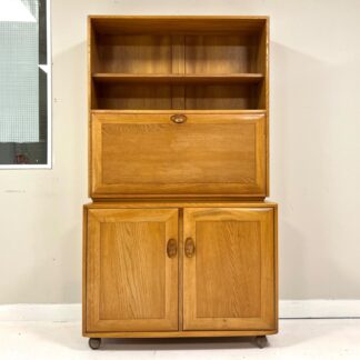 Ercol Windsor, Vintage Compact Bookcase Bureau