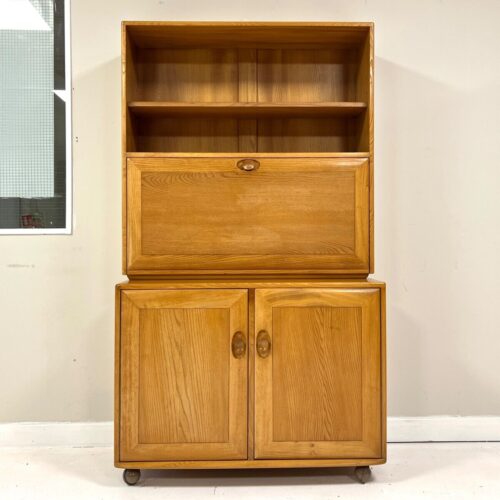 Ercol Windsor, Vintage Compact Bookcase Bureau