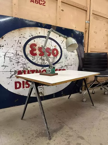 Esavian 1950s School Desk Grey Formica