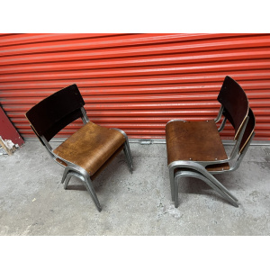 Esavian Stacking Chair By James Leonard 1950s Rare Wide Frame
