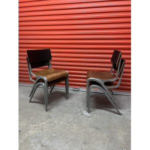 Esavian Stacking Chair By James Leonard 1950s Rare Wide Frame