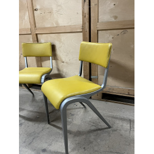Esavian Stacking Chair By James Leonard 1950s Yellow Faux Leather