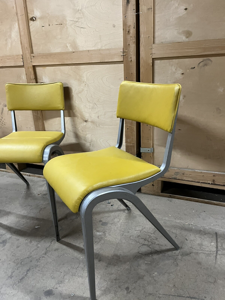 Esavian Stacking Chair By James Leonard 1950s Yellow Faux Leather