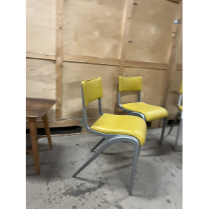 Esavian Stacking Chair By James Leonard 1950s Yellow Faux Leather