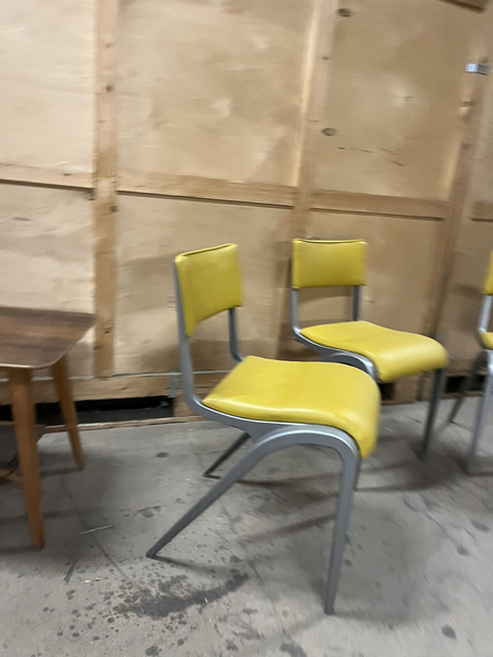 Esavian Stacking Chair By James Leonard 1950s Yellow Faux Leather