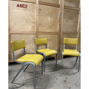 Esavian Stacking Chair By James Leonard 1950s Yellow Faux Leather