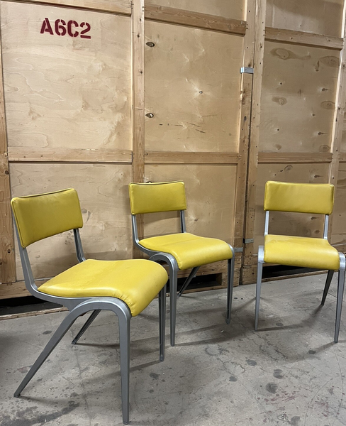 Esavian Stacking Chair By James Leonard 1950s Yellow Faux Leather