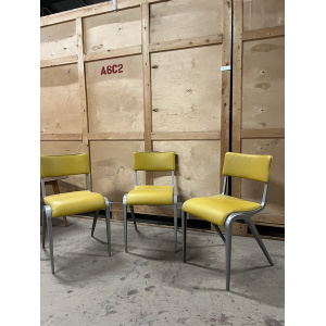 Esavian Stacking Chair By James Leonard 1950s Yellow Faux Leather
