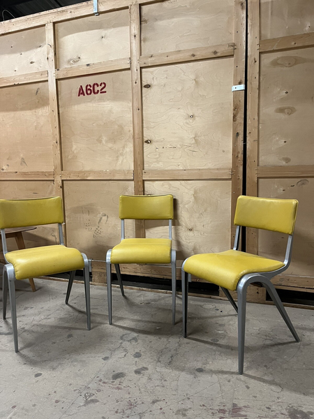 Esavian Stacking Chair By James Leonard 1950s Yellow Faux Leather