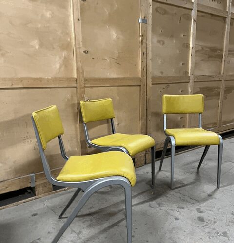 Esavian Stacking Chair By James Leonard 1950s Yellow Faux Leather