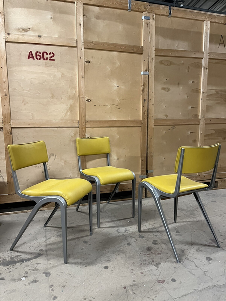 Esavian Stacking Chair By James Leonard 1950s Yellow Faux Leather