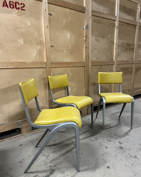 Esavian Stacking Chair By James Leonard 1950s Yellow Faux Leather