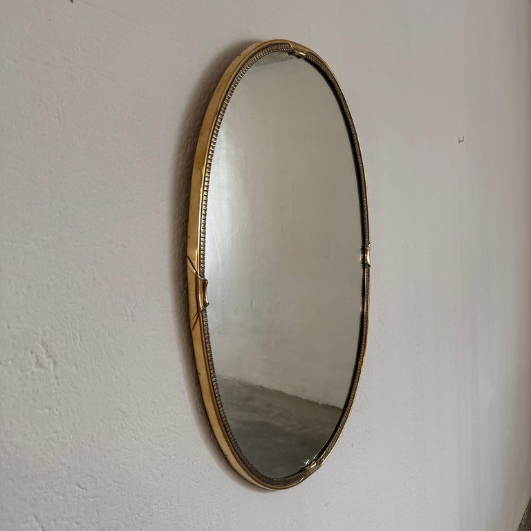 Exquisite 1950s Italian Brass Mirror in the Style of Gio Ponti