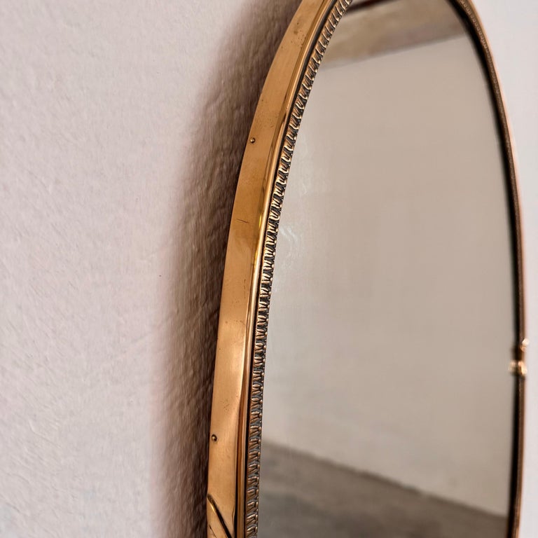 Exquisite 1950s Italian Brass Mirror in the Style of Gio Ponti