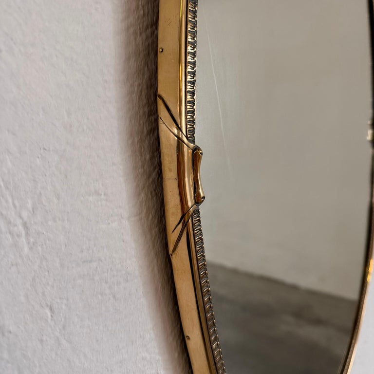 Exquisite 1950s Italian Brass Mirror in the Style of Gio Ponti