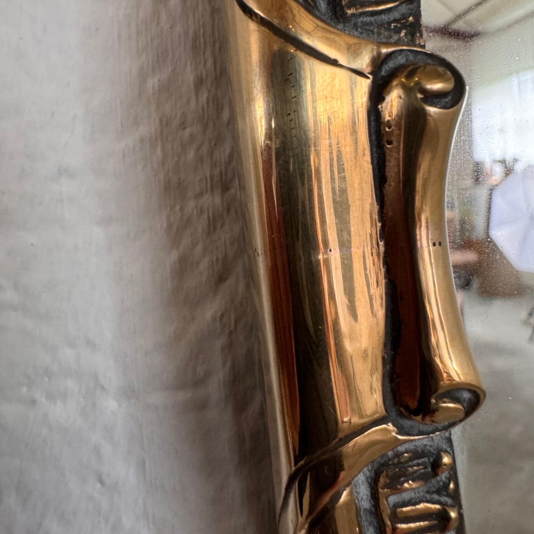 Exquisite 1950s Italian Brass Mirror in the Style of Gio Ponti