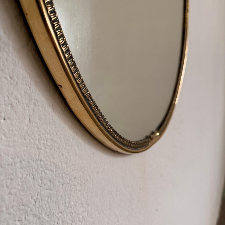 Exquisite 1950s Italian Brass Mirror in the Style of Gio Ponti
