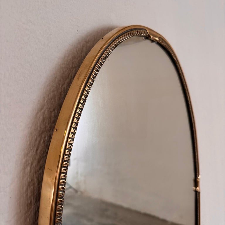 Exquisite 1950s Italian Brass Mirror in the Style of Gio Ponti