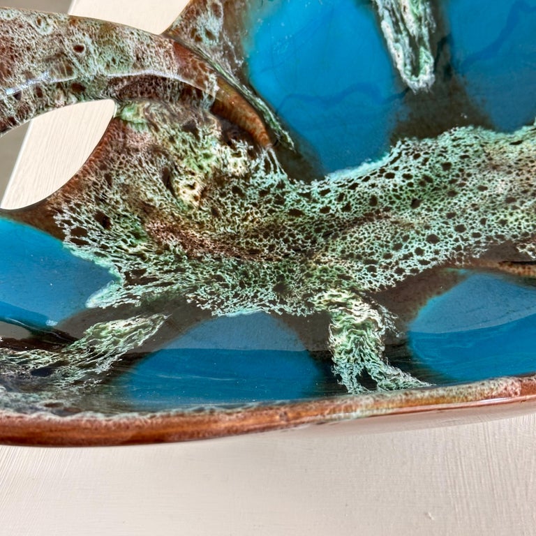 Exquisite Enamelled Ceramic Table Center from Vallauris, France, 1960s