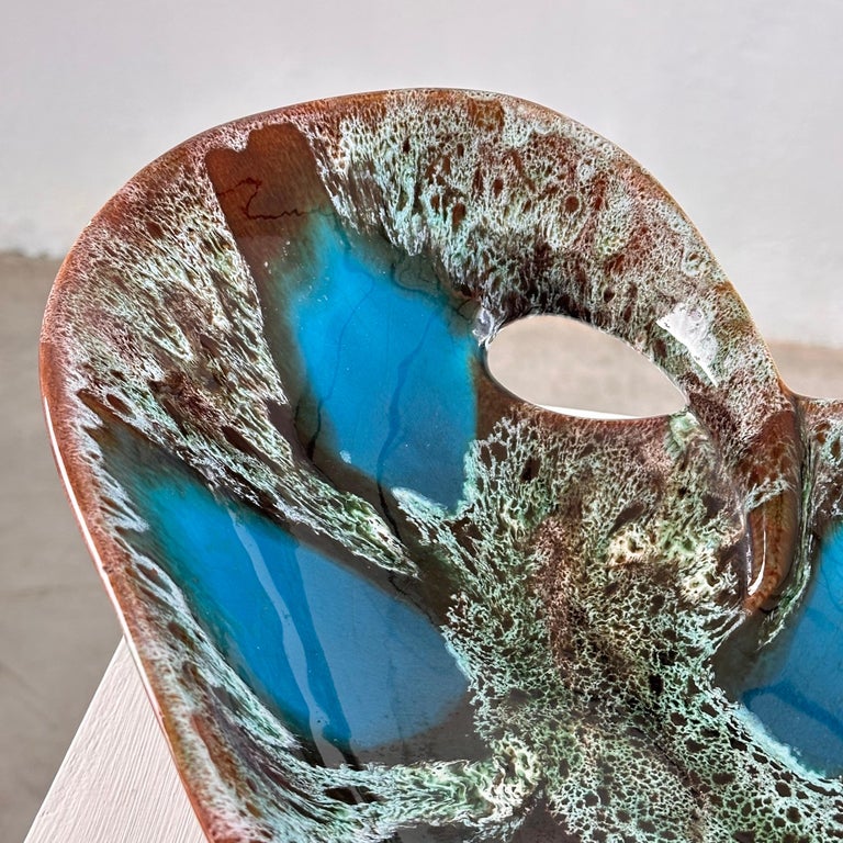 Exquisite Enamelled Ceramic Table Center from Vallauris, France, 1960s