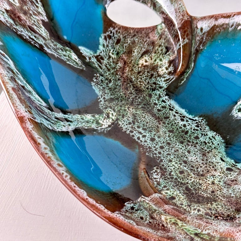 Exquisite Enamelled Ceramic Table Center from Vallauris, France, 1960s