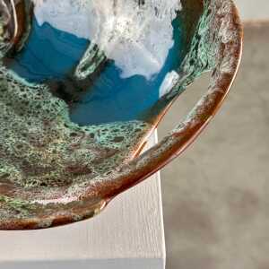 Exquisite Enamelled Ceramic Table Center from Vallauris, France, 1960s