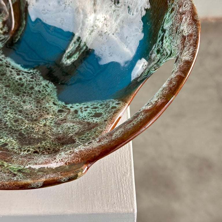 Exquisite Enamelled Ceramic Table Center from Vallauris, France, 1960s