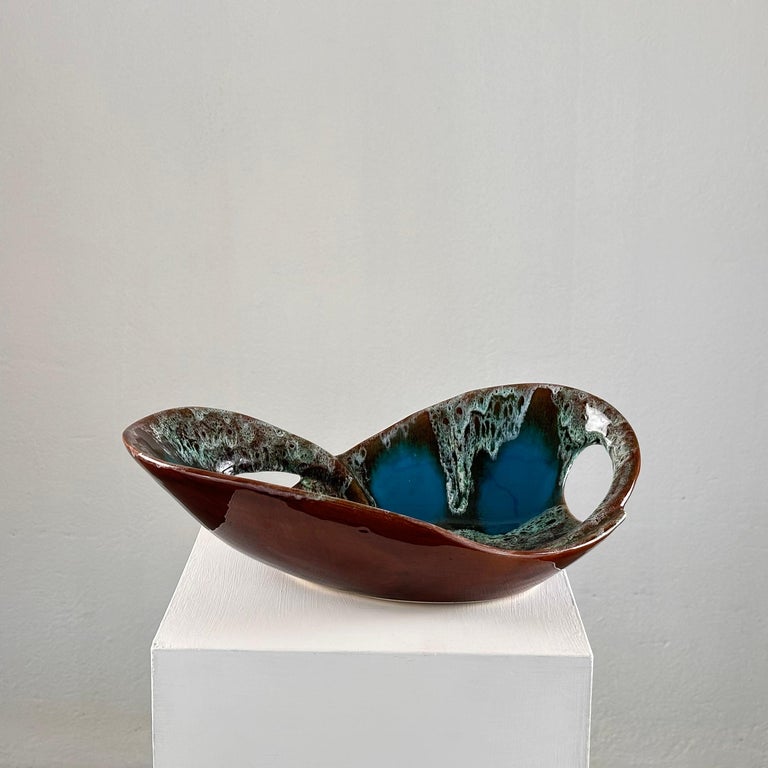 Exquisite Enamelled Ceramic Table Center from Vallauris, France, 1960s