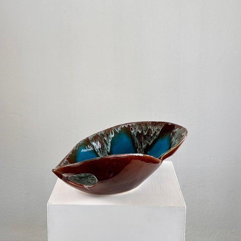 Exquisite Enamelled Ceramic Table Center from Vallauris, France, 1960s