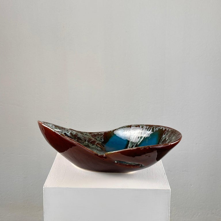 Exquisite Enamelled Ceramic Table Center from Vallauris, France, 1960s