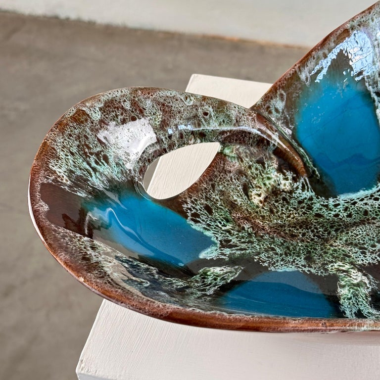 Exquisite Enamelled Ceramic Table Center from Vallauris, France, 1960s