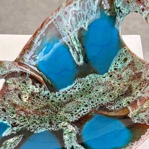 Exquisite Enamelled Ceramic Table Center from Vallauris, France, 1960s