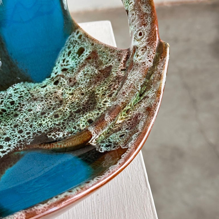 Exquisite Enamelled Ceramic Table Center from Vallauris, France, 1960s