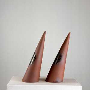 Exquisite Hand-Painted Ceramic Decorative Cones by Giancarlo Scapin, 1970s