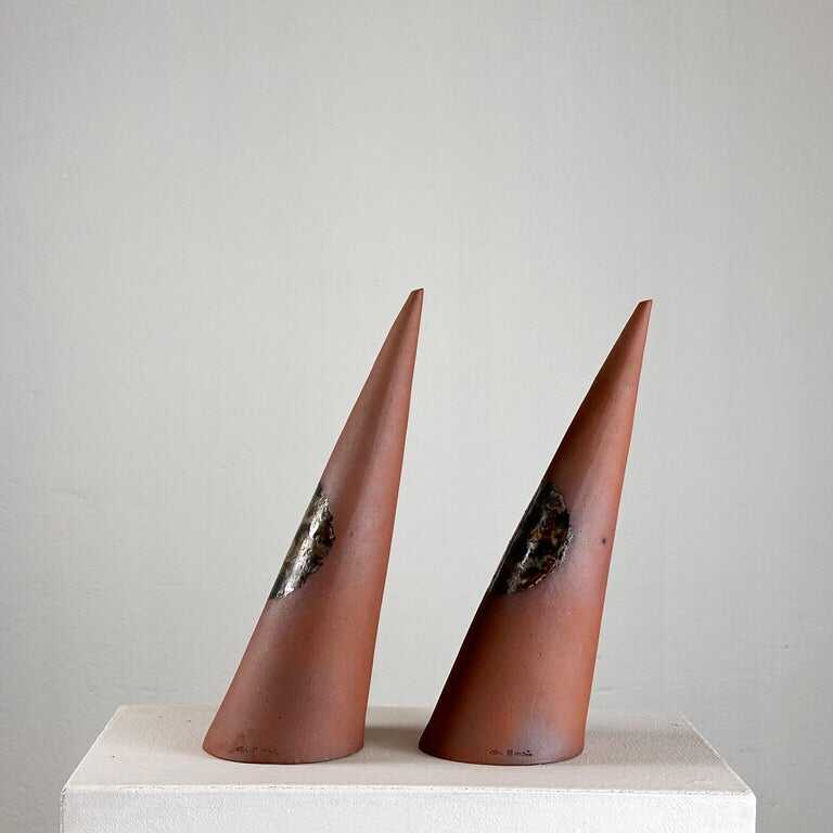 Exquisite Hand-Painted Ceramic Decorative Cones by Giancarlo Scapin, 1970s