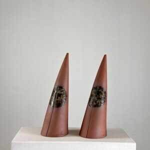 Exquisite Hand-Painted Ceramic Decorative Cones by Giancarlo Scapin, 1970s