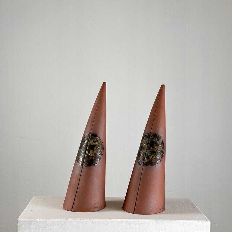 Exquisite Hand-Painted Ceramic Decorative Cones by Giancarlo Scapin, 1970s