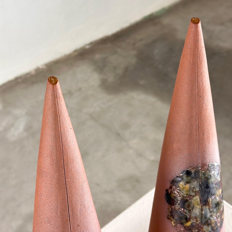 Exquisite Hand-Painted Ceramic Decorative Cones by Giancarlo Scapin, 1970s