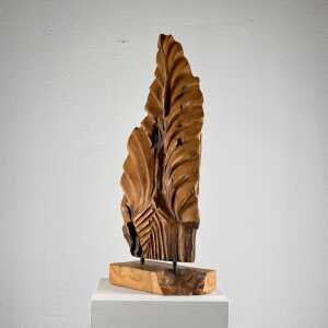Exquisite Italian Phytomorphic Abstract Sculpture in Natural Ash, 1960s