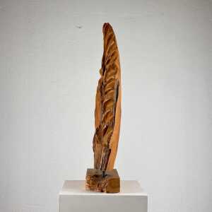 Exquisite Italian Phytomorphic Abstract Sculpture in Natural Ash, 1960s