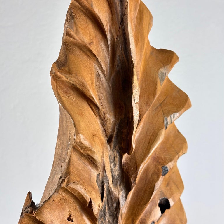 Exquisite Italian Phytomorphic Abstract Sculpture in Natural Ash, 1960s