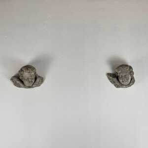 Exquisite Pair of Decorative Angel Head Busts, Mixed Media, 1930s