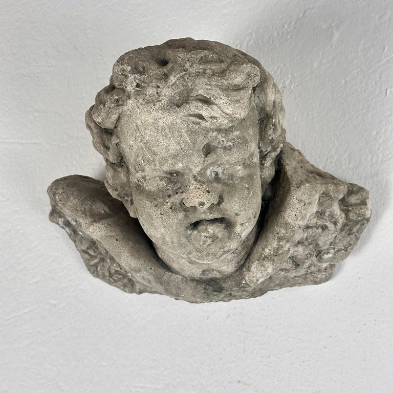 Exquisite Pair of Decorative Angel Head Busts, Mixed Media, 1930s