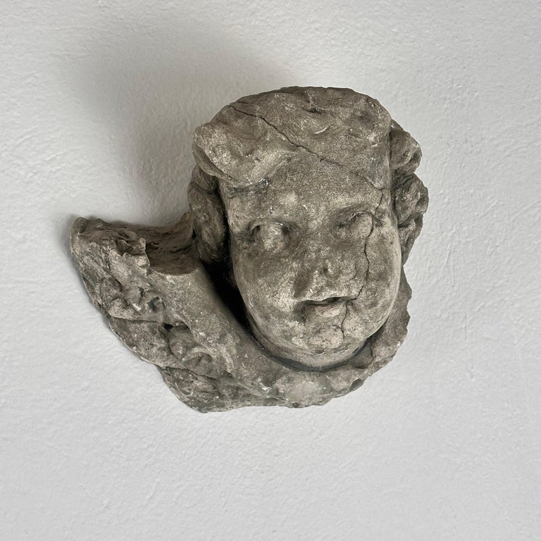 Exquisite Pair of Decorative Angel Head Busts, Mixed Media, 1930s
