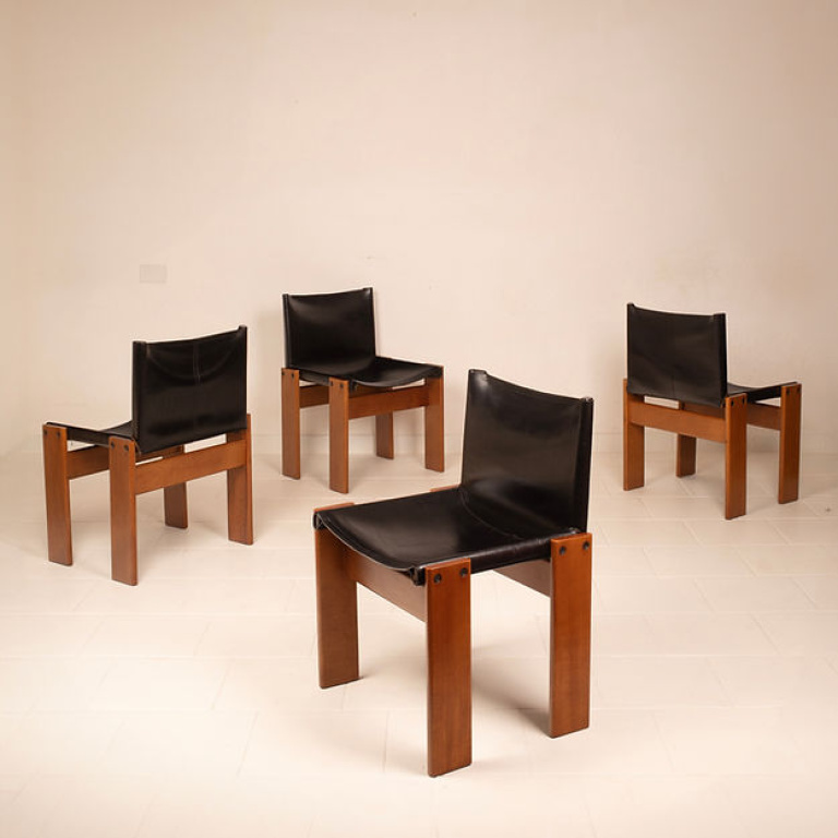 Set of 4 "Monk" chairs by Afra and Tobia Scarpa for Molteni